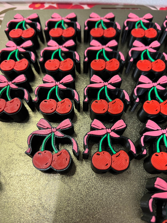 Cherry Bow Straw Charms