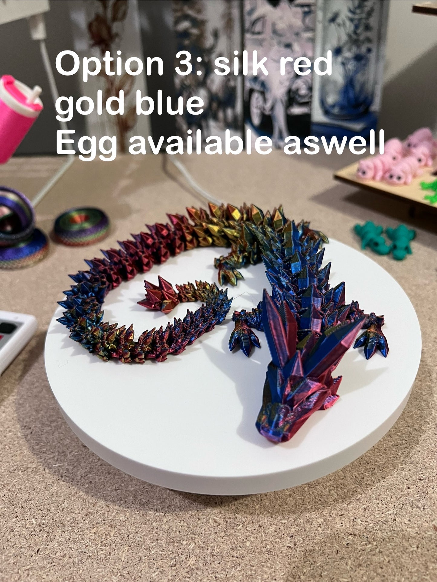 18-20in Articulating Crystal Dragon w/ Egg