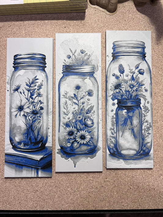 Mason Jar w/ Flowers Bookmark or Picture (all 3)